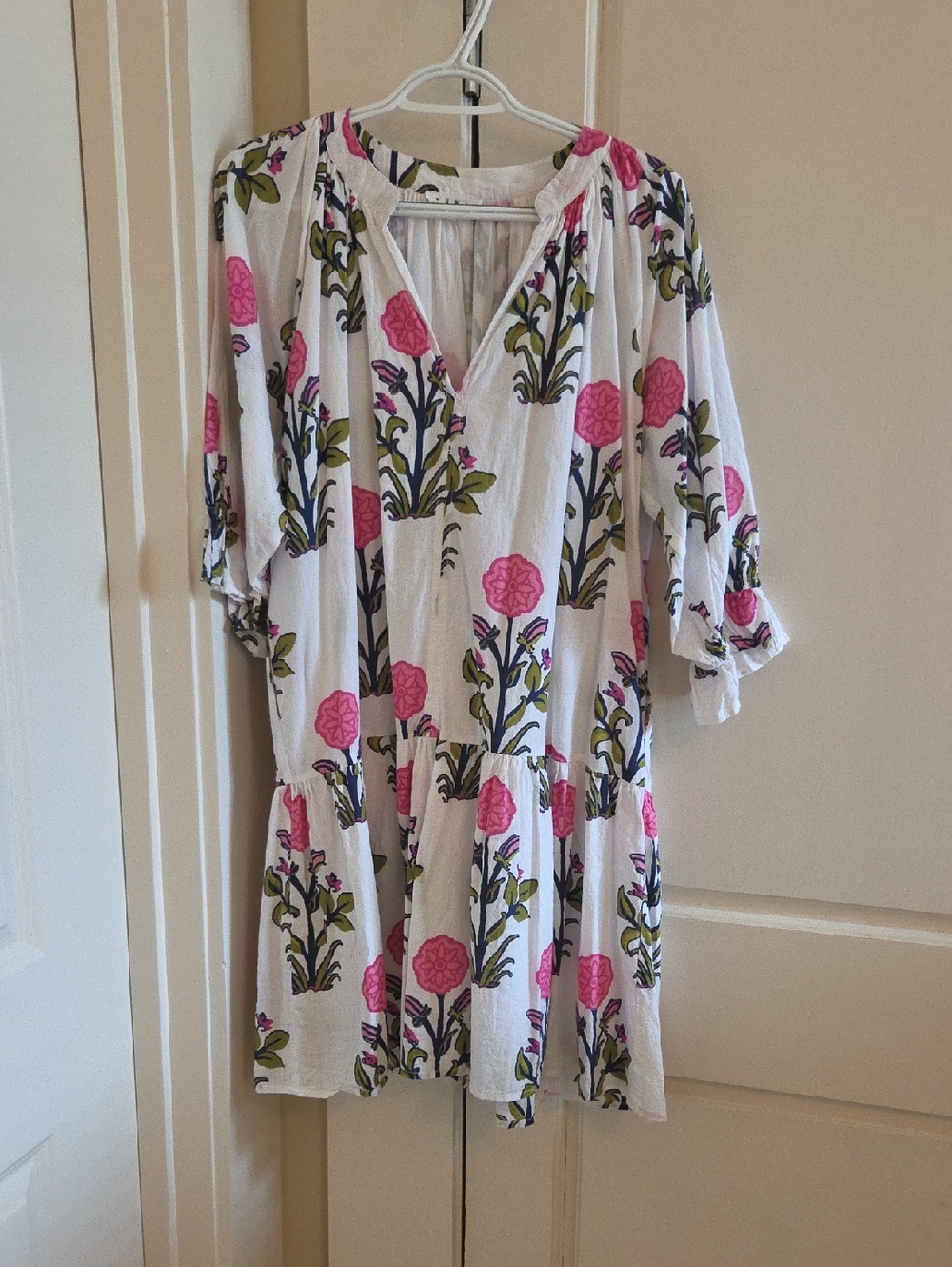 THML Dress with Pink, Navy and Olive Floral Print